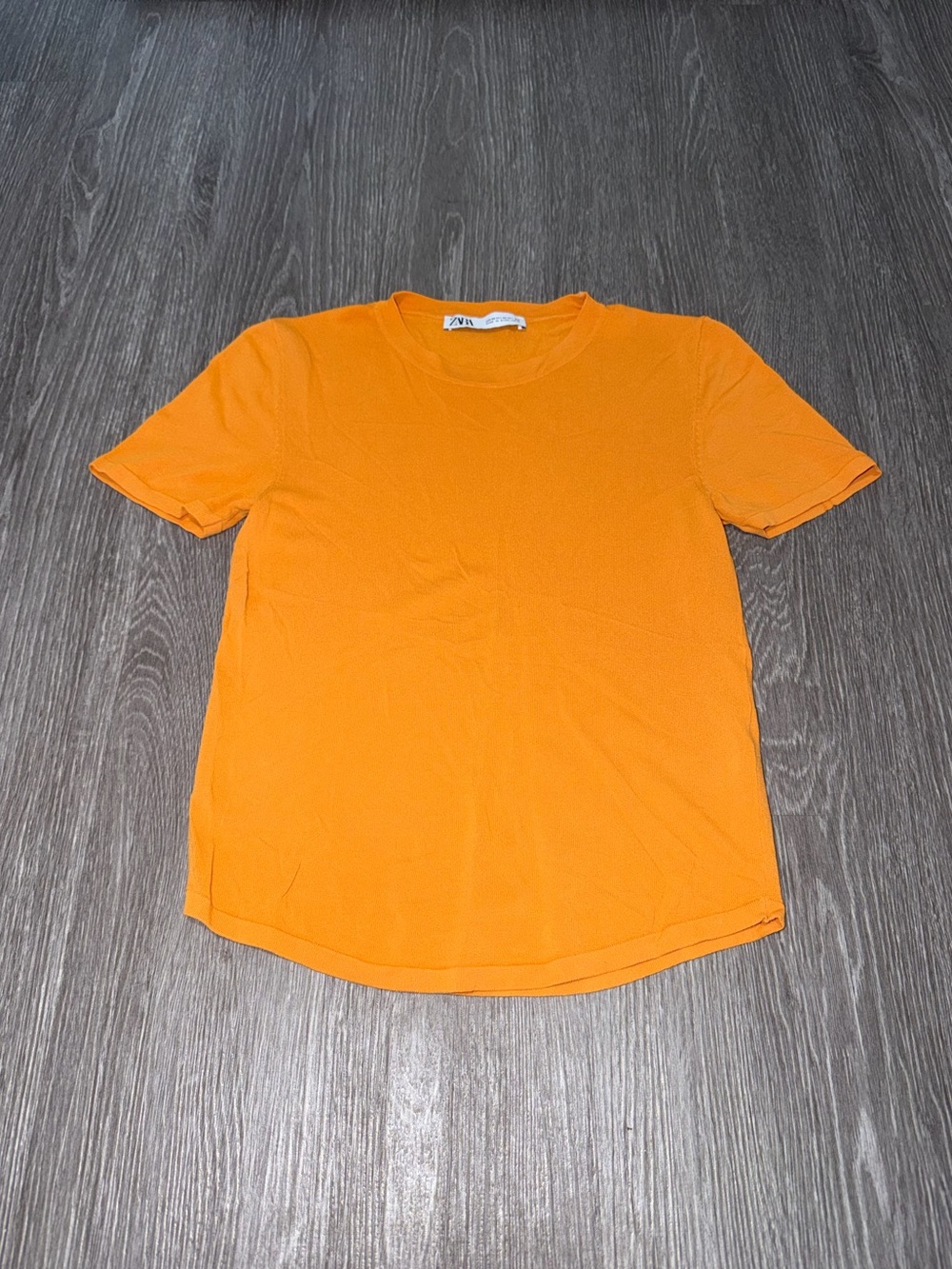 Zara Stretch T-Shirt orange Yellow Size Medium